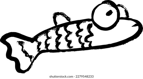 Artwork Dry Brush Ink Fish Print
