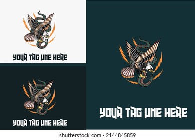 artwork eagle and snake fighter vector design