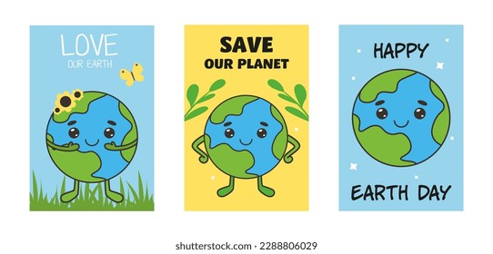 Artwork for Earth Day Posters and Banner.Set of  planet day banners. Templates Earth Day.Vector