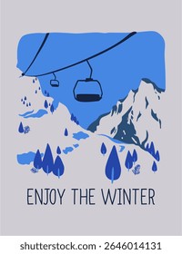  Artwork evoking winter vibes with cool colors and seasonal icons. Ideal for seasonal fashion and holiday decor.