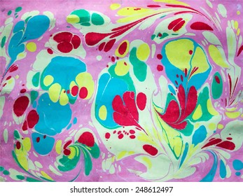 artwork exotic ebru, drawing on the water, vector background 