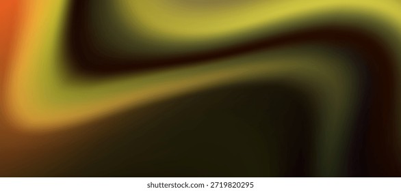 La obra de arte presenta un fondo metálico verde fluyendo con curvas suaves y tonos vibrantes y abstractos.