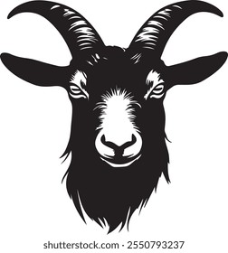 The artwork features a simple and elegant depiction of a goat head, created with bold, flat lines and no additional shadows, gradients, or text.