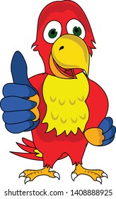 artwork of a funny parrot showing a big thumbs up