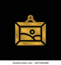 Artwork gold plated metalic icon or logo vector