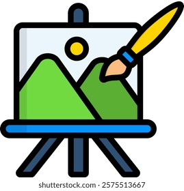 Artwork Icon Lineal Color Vector Illustration