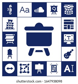 artwork icon set. 17 filled artwork icons.  Simple modern icons such as: Seahorse, Pisa, Canvas, Layout, Typography, Electric guitar, Team viewer, Soundcloud, Tiki