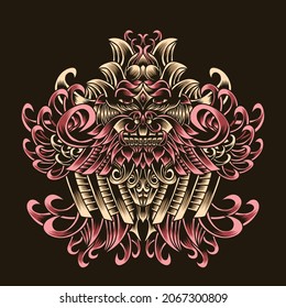Artwork Illustration Abstract Creature With Engraving
