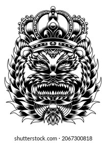 Artwork Illustration Abstract Creature With Engraving Line Art