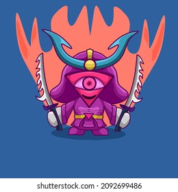 Kunstarbeit Illustration von wütenden Samurai-Konzept. Entwerfen Sie ein Zeichensymbol für Logo oder Maskottchen. 