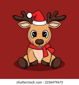 artwork illustration and cute character design crysmas deer