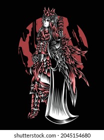 Artwork Illustration Of Demon Hunter With Big Sword Vector