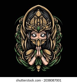 Artwork Illustration Goddess Of Nature Vector