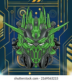 Kunstwerk-Illustration und modernes Roboterkopfmaskottdesign