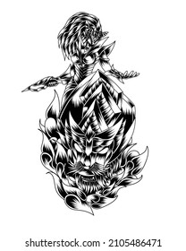 Artwork Illustration Moon Shooter With His Stealth Mount Line Art