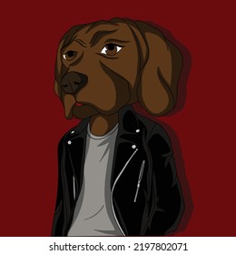 artwork illustration for nft dog character rock star