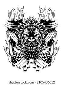 Ilustración Ilustración Creatividad ritual con grandes abanicos y líneas de ojos