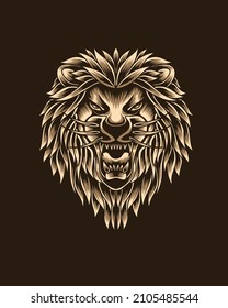 Artwork Illustration Roaring Lion Head