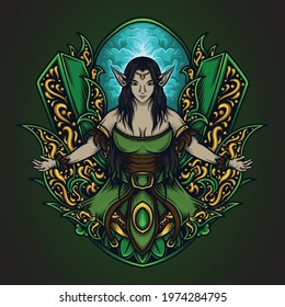 artwork illustration and t shirt design elf engraving ornament
