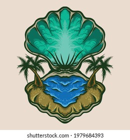 artwork illustration and t shirt design beach