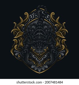 artwork illustration and t shirt design scorpion engraving ornament