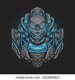 artwork illustration and t shirt design alien engraving ornament