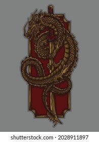 artwork illustration and t shirt design dragon with katana