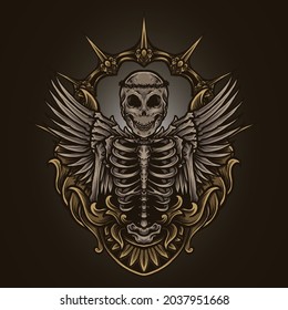 artwork illustration and t shirt design skeleton angel