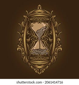 artwork illustration and t shirt design hourglass engraving ornament