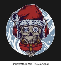 artwork illustration and t shirt design christmas skull engraving ornament