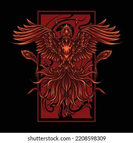 artwork illustration and t shirt design phoenix engraving ornament