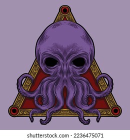 artwork illustration and t shirt design octopus engraving ornament