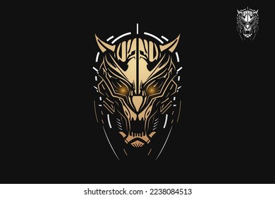 artwork illustration and t shirt design of a robot mechanical Tiger Face premium vector . Tiger 
Face Logo. Royal Tiger Logo