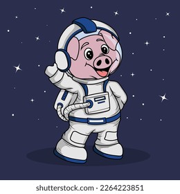 artwork illustration and t shirt design cute astronaut pig for sticker