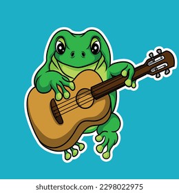 artwork illustration and T shirt design frog and guitar