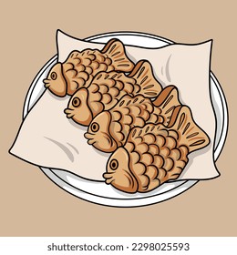 artwork illustration and T shirt design taiyaki fish cake