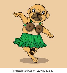 artwork illustration and T shirt design cute character dancing dog