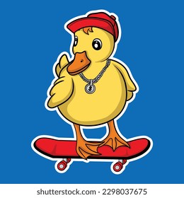 artwork illustration and T shirt design cute skate duck