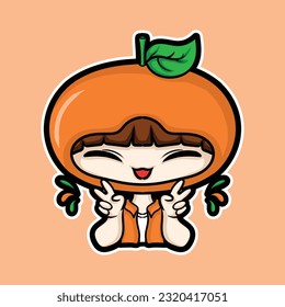 artwork illustration and t shirt design girl orange costume cute character sticker