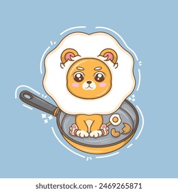 artwork illustration and t shirt design cute baby lion character sticker	