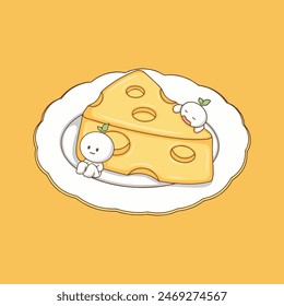 artwork illustration and t shirt design cheese cake cute character	
