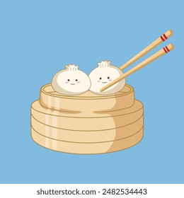 artwork illustration and t shirt design cute dimsum character sticker