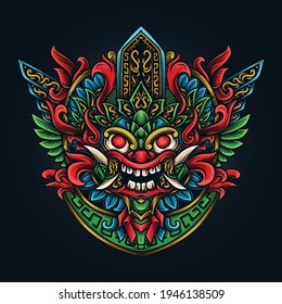 artwork illustration and t-shirt design astec barong engraving ornament