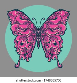 artwork illustration and t-shirt design butterfly ornament premium vector