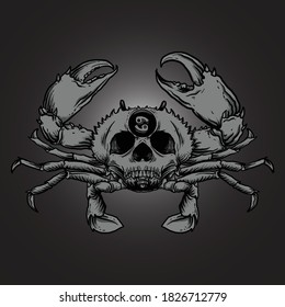 artwork illustration and t-shirt design cancer skull zodiac  premium vector