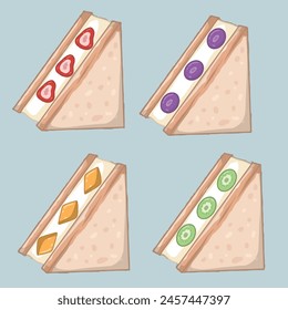 artwork illustration and T-shirt design cute bundle fruit sandwich vector