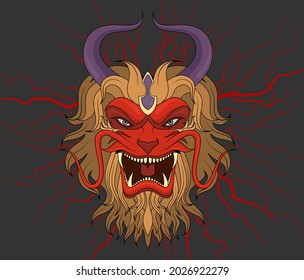 artwork illustration and t-shirt design devil engraving ornament premium vector