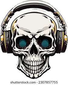 Artwork illustration and t-shirt design funny skull engraving ornament, white background
