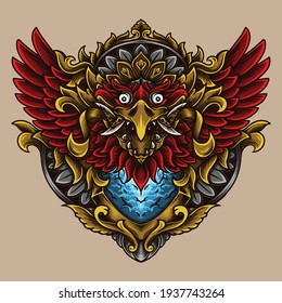 artwork illustration and t-shirt design garuda engraving ornament