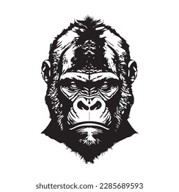 Ilustración de arte y gorila de diseño de camisetas sobre fondo blanco
